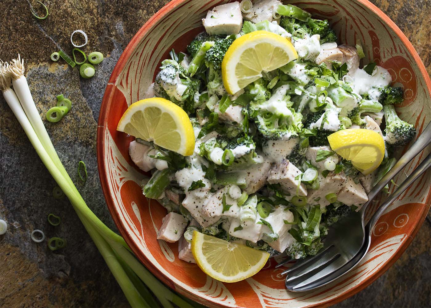 Salad of Broccoli and Chicken with Lemon Dressing